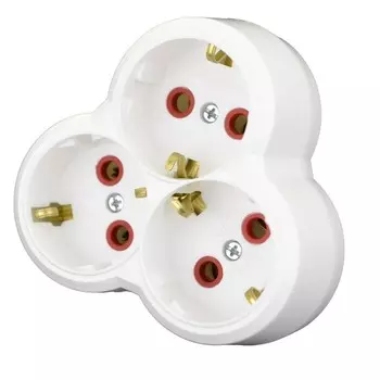 Разветвитель AY-KA на 3 розетки круглый с/з белый