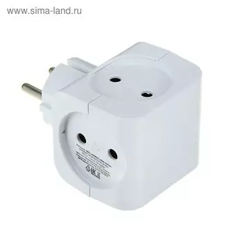 Разветвитель "ЭРА" SP-4-W, 4 розетки, 16 А, без з/к, белый