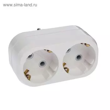Разветвитель UNIVersal А302, 2 розетки, с з/к, 16 А, белый