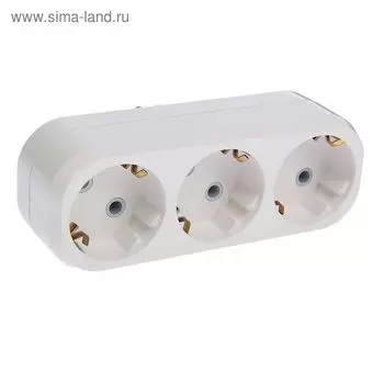 Разветвитель UNIVersal А303, 3 розетки, с з/к, 16 А, белый