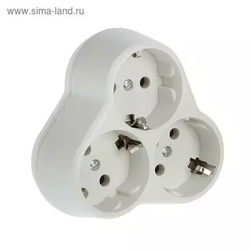 Разветвитель UNIVersal АК303, 3 розетки, с з/к, 16 А, круглый, белый