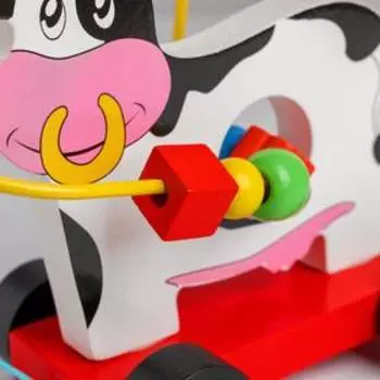 Развивающая игра 2 в 1: каталка + серпантинка «Коровка», 25 × 17 × 9.6 см