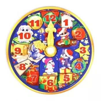 Развивающая игра. Новогодние часы «Зайка и котик»