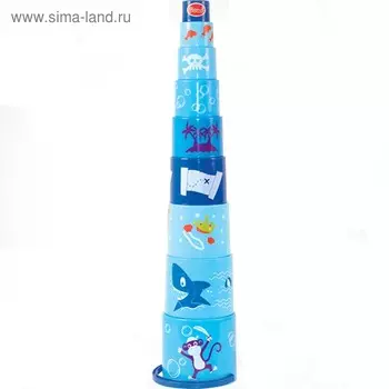 Развивающая игра "Пирамидка", 9 предметов, голубая