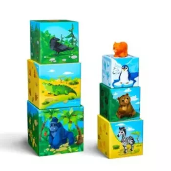Настольная игра «Умные кубики. Изучаем животных», 1+