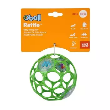 Развивающая игрушка Bright Starts, мяч Oball, с погремушкой, цвет зелёный