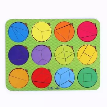 Головоломка геометрическая деревянная «Круги» дроби, 2 уровень, 12 шт