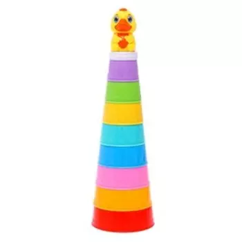 Развивающая пирамидка «Утёнок» с наклейками, 9 предметов, цвета МИКС