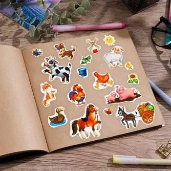 Развивающие наклейки для дома «Изучаем ферму», 24 × 37 см