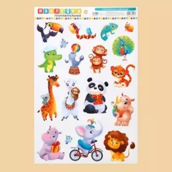 Развивающие наклейки для дома «Изучаем зверей», 24 × 37 см