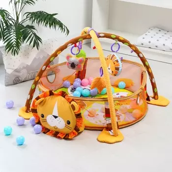 Развивающий коврик - манеж Крошка Я «Лев», 3 в 1, 68x68 см, 30 цветных шариков, 4 игрушки