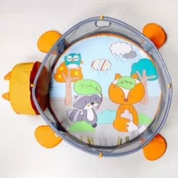 Развивающий коврик - манеж Крошка Я «Лиса», 3 в 1, 68х68 см, 30 цветных шариков, 5 игрушек