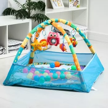 Развивающий коврик «Филин», с дугами, квадратный, 30 цв. шаров, р - р 83х83х0,5 см.