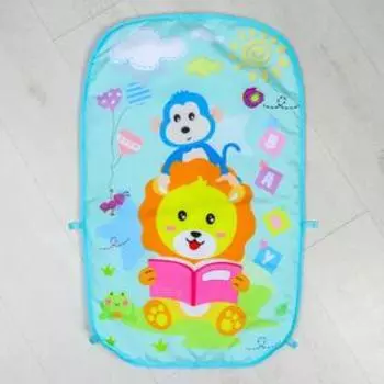 Развивающий музыкальный коврик «Лев», пианино, 4 игрушки, зеркало, цвет голубой
