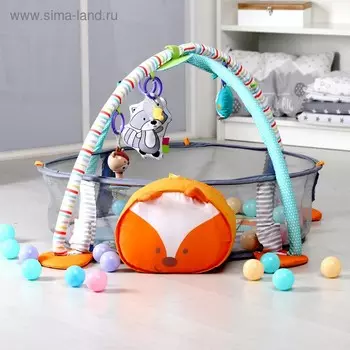 Развивающий коврик «Лисичка», 3в1, игрушки, 30 цв.шаров, р -р 67х67х0,5 см