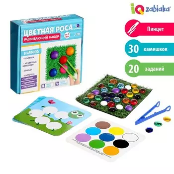 Развивающий набор «Цветная роса», 30 камешков, полянка, по методике Монтессори, 3+