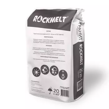 Реагент антигололёдный Rockmelt «ГРАНИТ», 20 кг, гранитная крошка