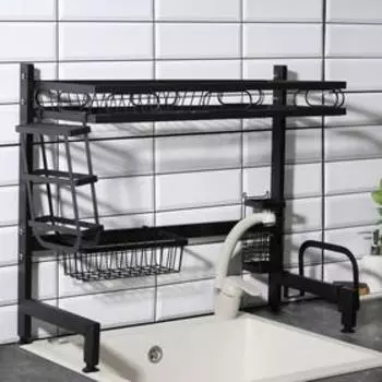 Рейлинговая система для кухни - стойка, набор 11 предметов, 65 см, цвет чёрный