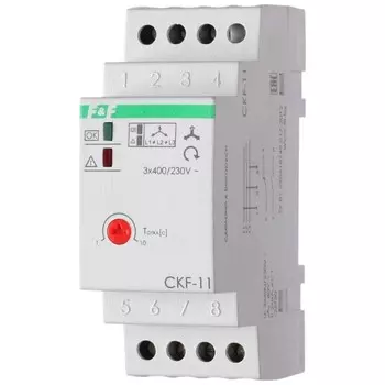 Реле контроля фаз для сетей с изолированной нейтралью CKF-11 (монтаж на DIN-рейке 35мм; регулировка задержки отключения; контроль чередования фаз; 3х400В 8А 1Z 1R IP20)(аналог ЕЛ-11Е)