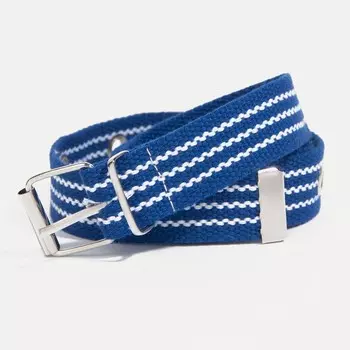Ремень детский, ширина 3 см, пряжка металл, цвет синий/белый