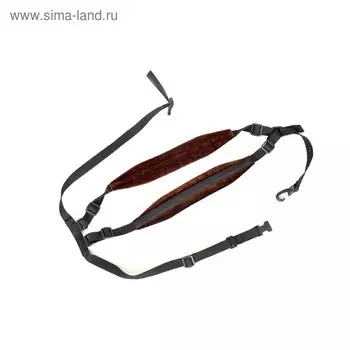 Ремень для саксофона ЛРСФ2/1 , фагота на плечи с мягкими накладками, черный, с карабином