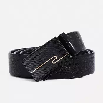 Ремень мужской, ширина 3,5 см, автомат, пряжка тёмный металл, цвет чёрный