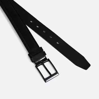 Ремень мужской, ширина 3,5 см, винт, пряжка металл, цвет чёрный