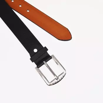 Ремень мужской, ширина 3.5 см, винт, пряжка металл, цвет чёрный