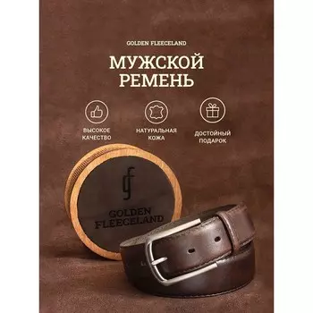 Ремень мужской, ширина 3,5 см, винт, пряжка металл, цвет коричневый