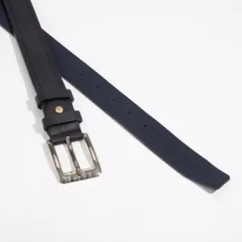 Ремень мужской, ширина 3,5 см, винт, пряжка металл, цвет синий