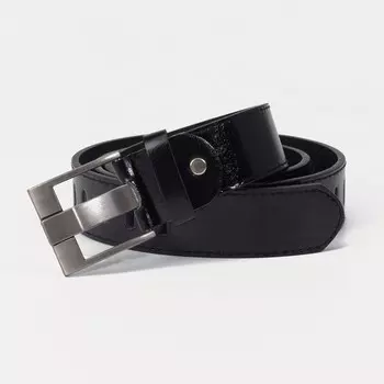 Ремень мужской, ширина 3,6 см, винт, гладкий, пряжка металл, цвет чёрный
