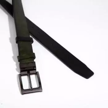 Ремень мужской, ширина 3,8 см, двусторонний, винт, пряжка металл, цвет чёрный/хаки