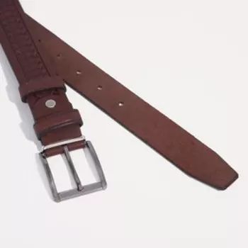 Ремень мужской, ширина 3 см, винт, пряжка металл, цвет коричневый