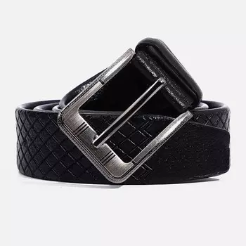 Ремень мужской, ширина 4 см, пряжка металл, винт, цвет чёрный