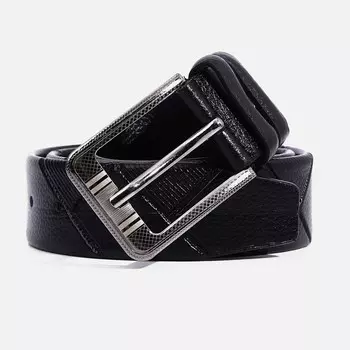 Ремень мужской, ширина 4 см, пряжка металл, винт, цвет чёрный