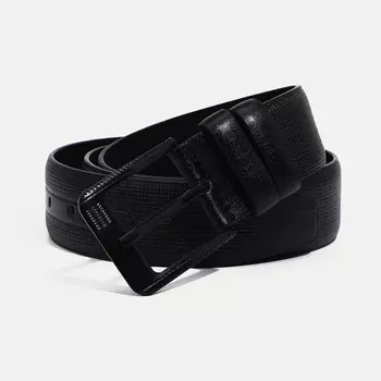 Ремень мужской, ширина 4 см, пряжка металл, винт, цвет чёрный