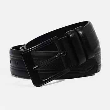 Ремень мужской, ширина 4 см, пряжка металл, винт, цвет чёрный