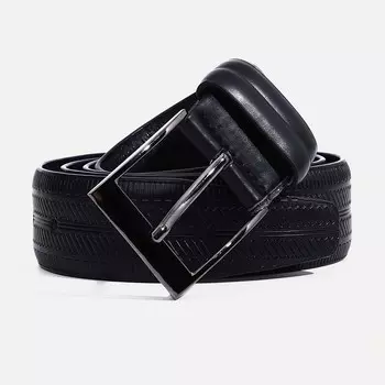 Ремень мужской, ширина 4 см, пряжка металл, винт, цвет чёрный