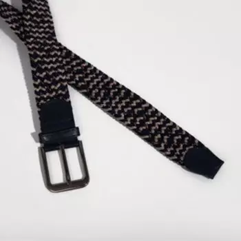 Ремень мужской, ширина 4 см, резинка, плетёнка, цвет синий