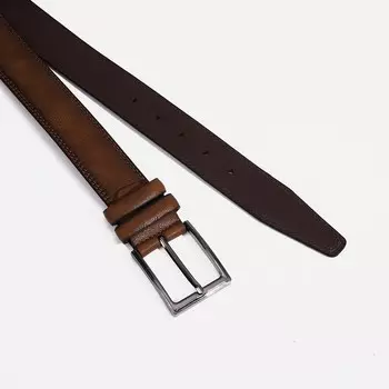 Ремень мужской, ширина 4 см, винт, пряжка металл, цвет коричневый