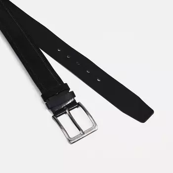 Ремень мужской, ширина 4 см, винт, пряжка металл, цвет чёрный