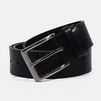 Ремень мужской, ширина 4 см, винт, пряжка металл, цвет чёрный