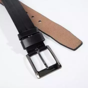 Ремень мужской, ширина 4 см, винт, пряжка металл, цвет чёрный