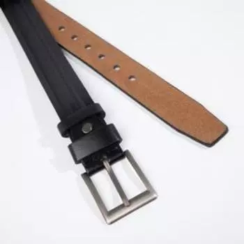 Ремень мужской, ширина 4 см, винт, пряжка металл, цвет чёрный