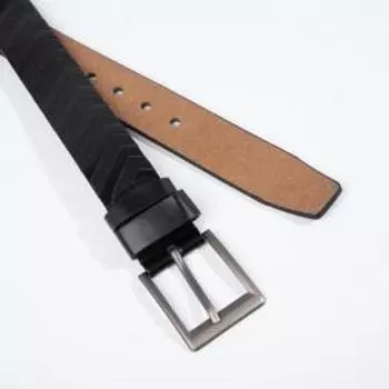 Ремень мужской, ширина 4 см, винт, пряжка металл, цвет чёрный