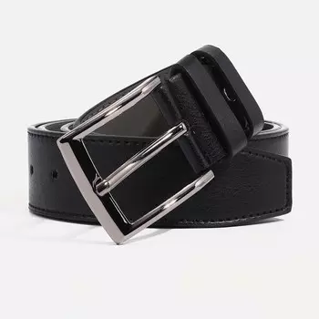 Ремень мужской, ширина 4 см, винт, пряжка металл, цвет чёрный