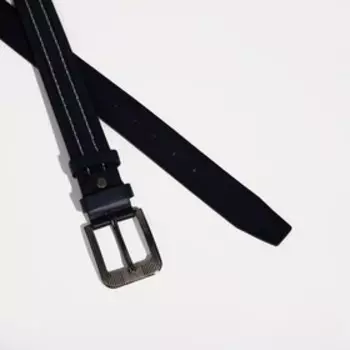 Ремень мужской, ширина 4 см, винт, пряжка металл, цвет синий