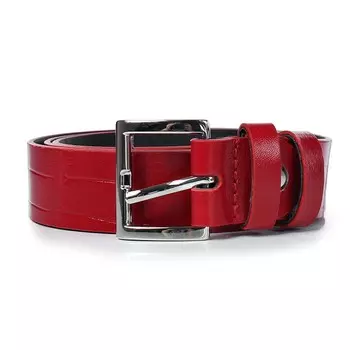 Ремень поясной детский натуральная кожа 46622 красный 100х3х0,3 см