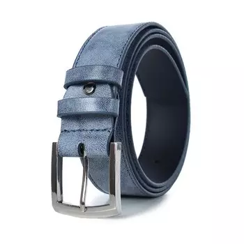 Ремень поясной мужской натуральная кожа 15813 серо-голубой 130х3,5х0,3 см