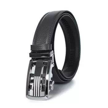 Ремень поясной мужской натуральная кожа 16812 серый 130х3,5х0,3 см